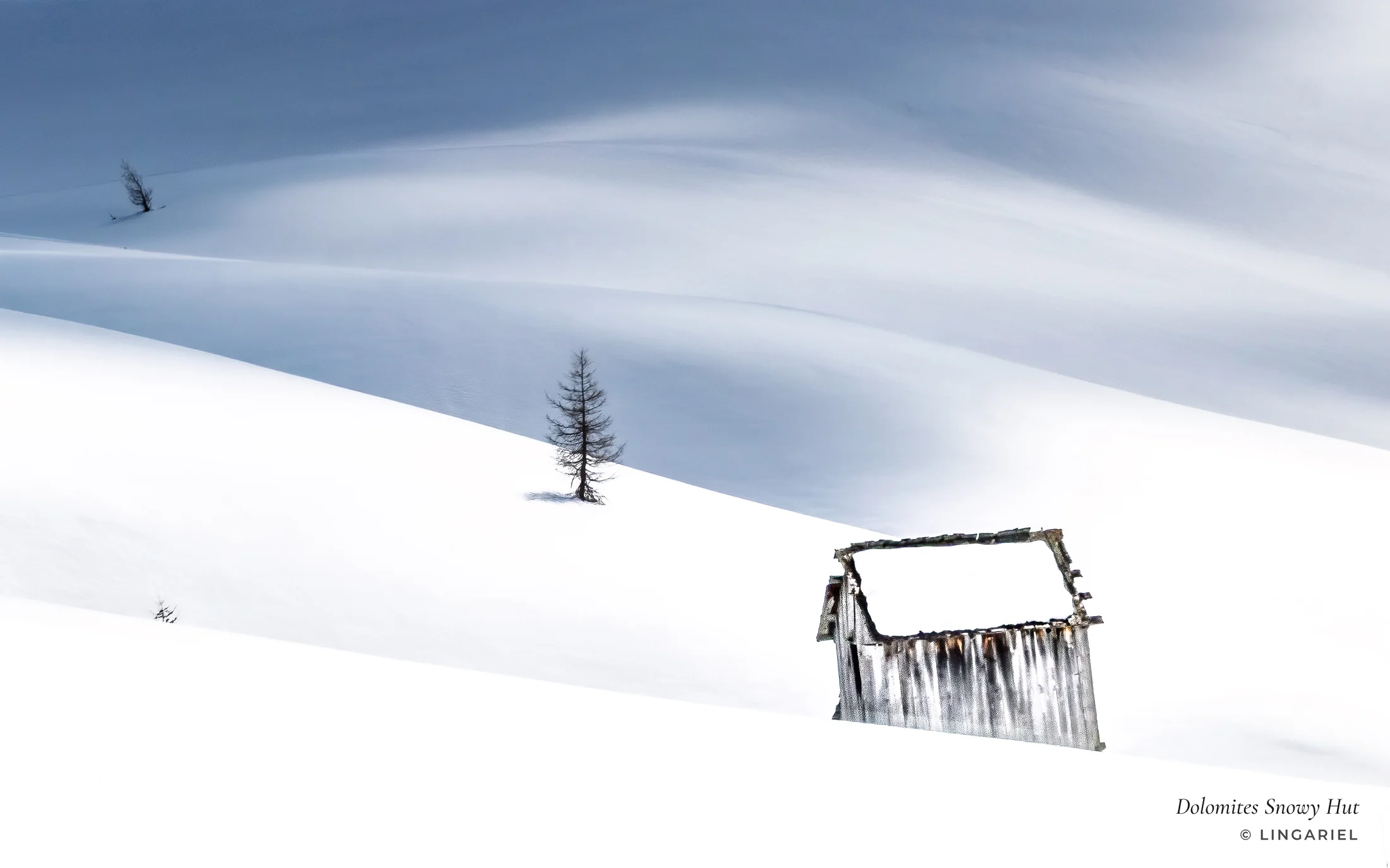 Dolomites Snowy Hut — photograph by Lingariel